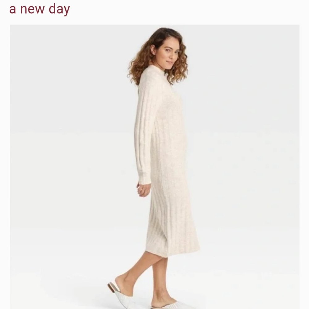 A New Day Long Sleeve Rib Knit Midi Sweater Dress
